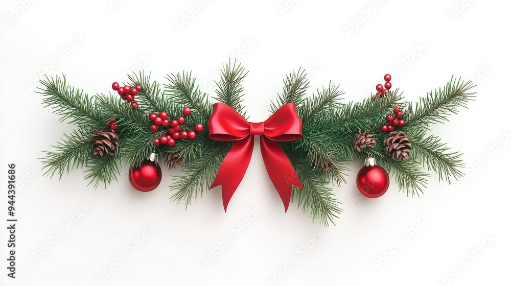 Weihnachtsdeko am unteren Rand isoliert auf weiÃen Hintergrund Weihnachtsdeko am unteren Rand isoliert auf weiÃen Hintergrund