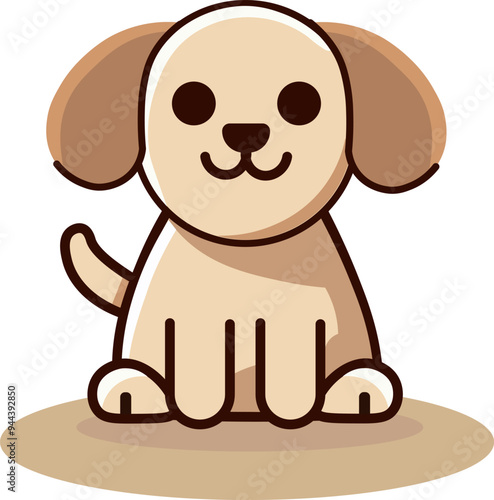 a flat design illustration of a sitting dog complete with all its limbs and brown color