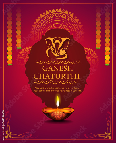 Lord Ganesha , Ganesh festival illustration of Lord Ganpati background for Ganesh Chaturthi festival of India
