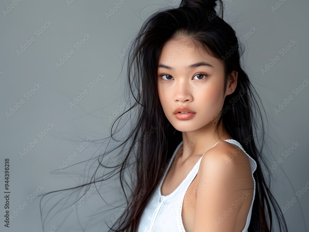female asian hair models in white tops female asian hair models in white tops