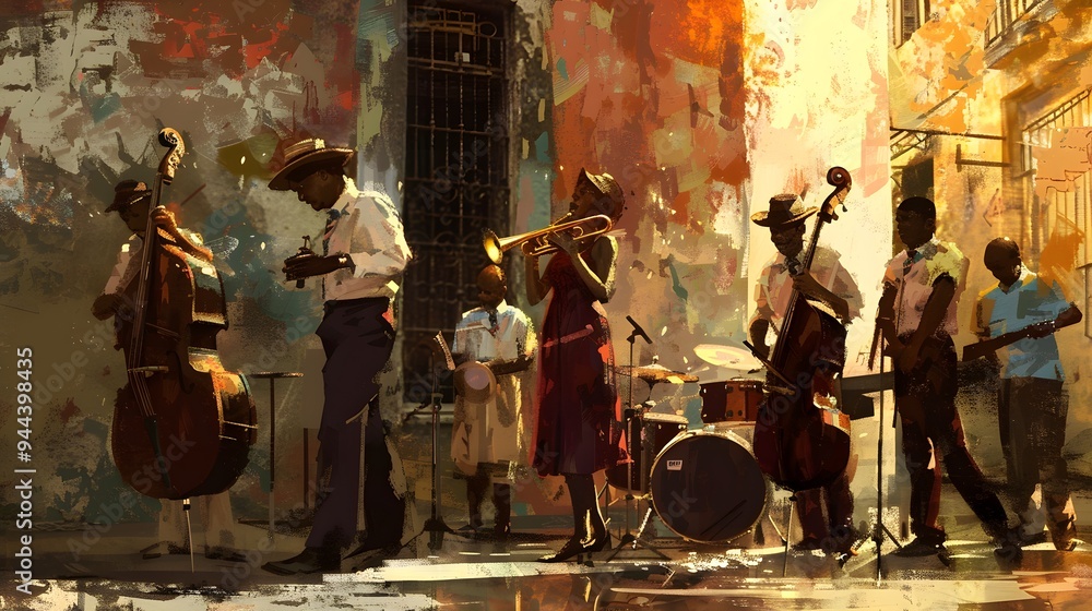Fototapeta premium jazz band havana street