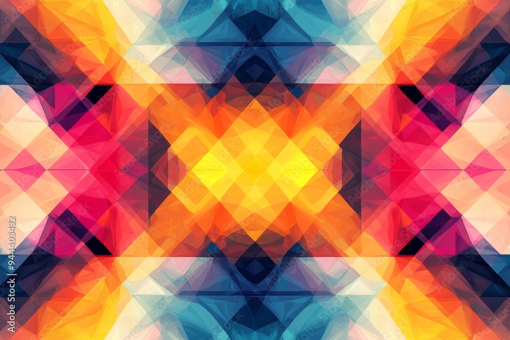 Abstract Geometric Pattern with Vibrant Colors created with Generative AI Abstract Geometric Pattern with Vibrant Colors created with Generative AI