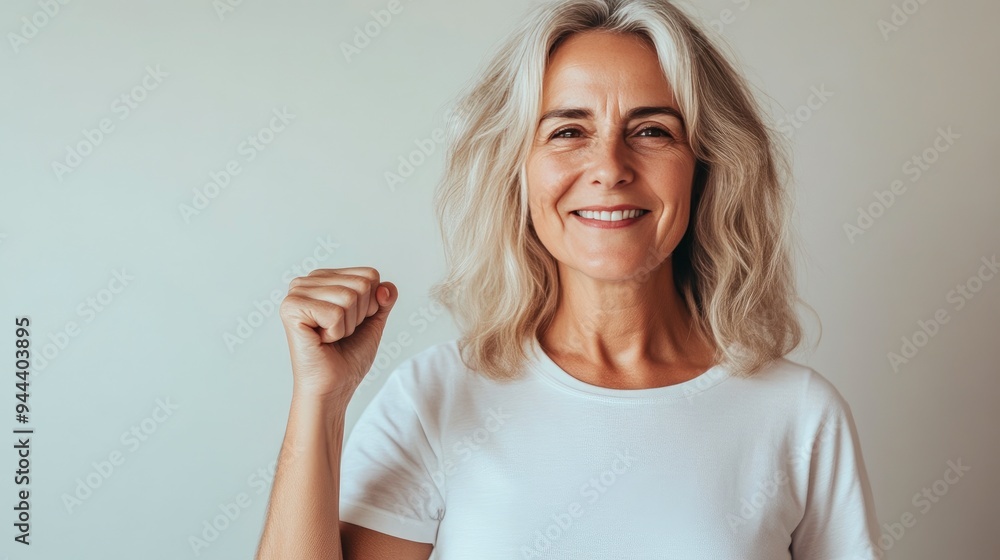 Empowered Middle-Aged Woman Displaying Strength