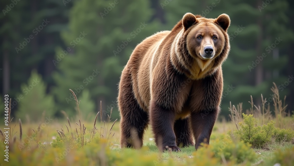 Majestic Grizzly Bear in Forest Clearing Majestic Grizzly Bear in Forest Clearing