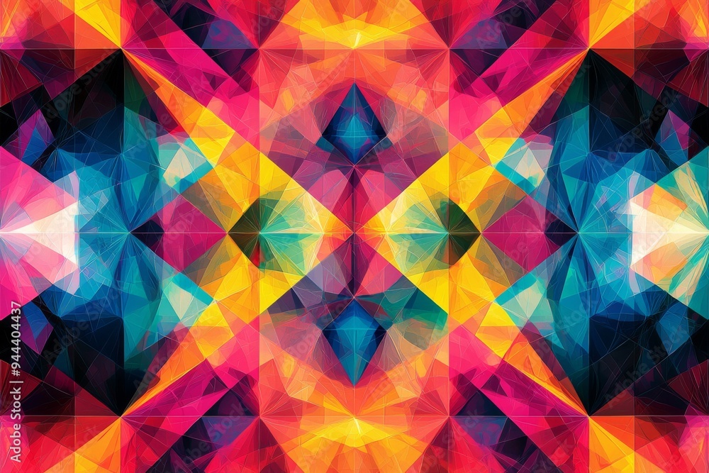 Obraz premium Abstract Geometric Pattern with Vibrant Colors created with Generative AI