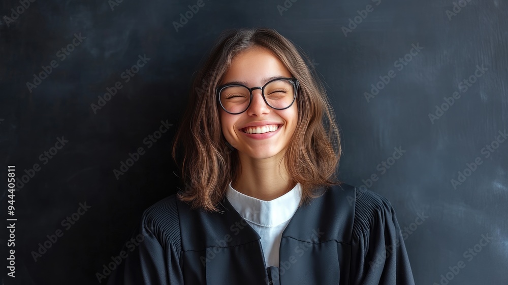 Smiling Professor with Glasses in Academic Attire Smiling Professor with Glasses in Academic Attire