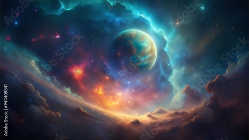 retro celestial cosmic nebula dimensions background