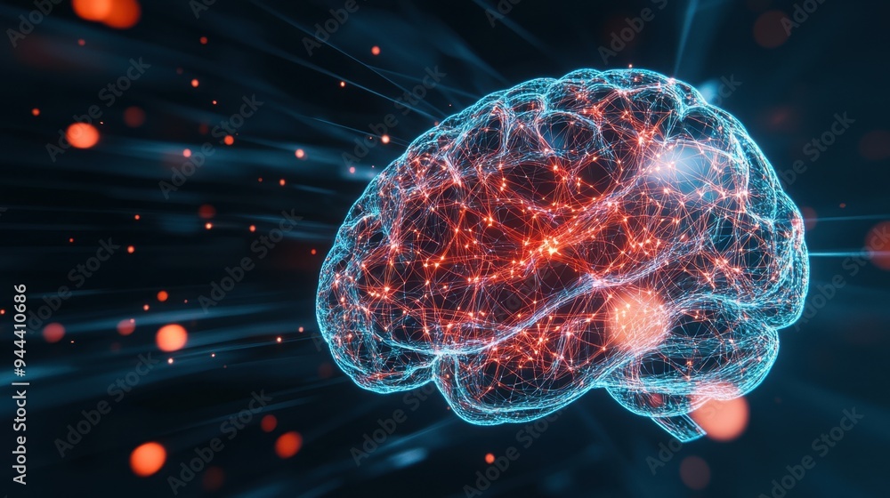 Advanced Digital Brain Visualization with Intricate Neural Network Patterns for Artificial Intelligence and Machine Learning Concept Advanced Digital Brain Visualization with Intricate Neural Network Patterns for Artificial Intelligence and Machine Learning Concept