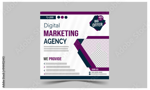 Digital business marketing post banner template, advertising design, social media banner post design