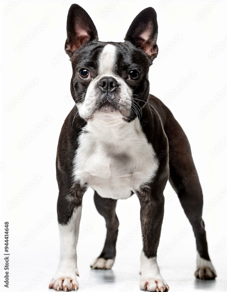Fototapeta premium Boston Terrier dog on a white background