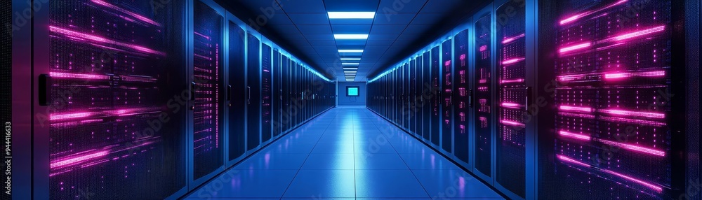 Fototapeta premium A secure server room with multifactor authentication and advanced firewall measures ensuring innovation in system protection