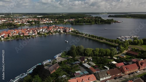 View from above to the city of Malchow and the surrounding lake landscape as a pure vacation area
