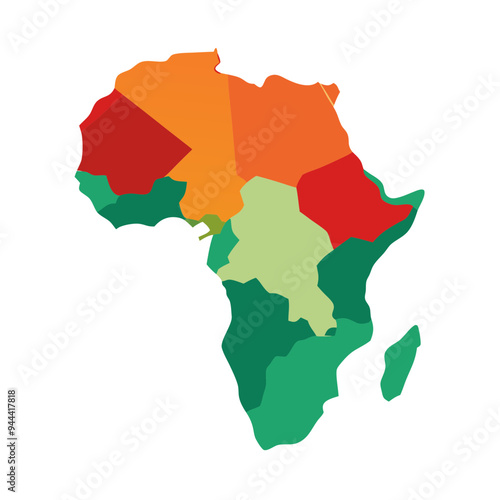 Colorful Africa Map Vector Illustration Geographic Africa Continent with Country Borders Design