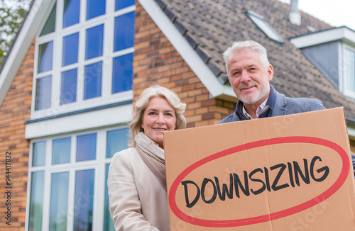 Real estate downsizing, elderly people selling their home to save more for retirement and investment 