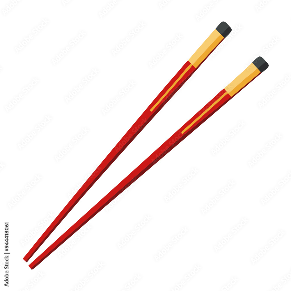 Red Chopsticks Vector Illustration Asian Dining Utensils Traditional Japanese Cultural Symbol Red Chopsticks Vector Illustration Asian Dining Utensils Traditional Japanese Cultural Symbol