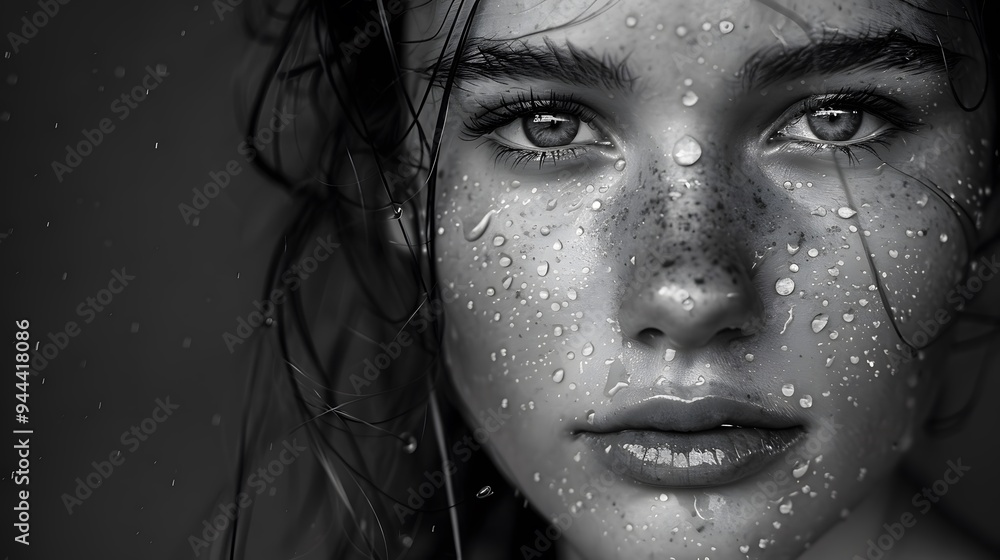 Stunning black and white portrait of a young woman Stunning black and white portrait of a young woman