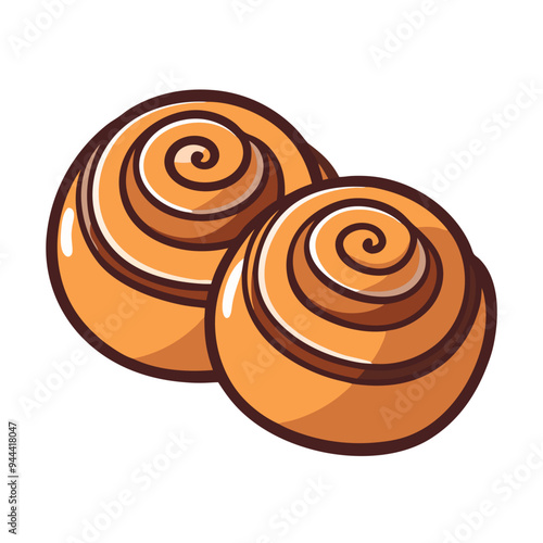 Illustration of Two Freshly Baked Cinnamon Rolls on Purple Background Perfect for Bakery Designs