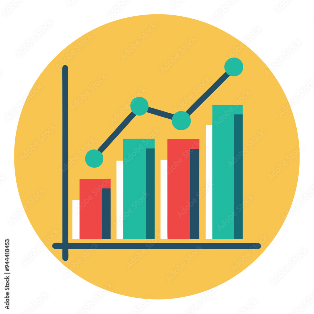 Vector Graph with Bar Chart and Line Plot for Data Analysis and Business Growth Representation Vector Graph with Bar Chart and Line Plot for Data Analysis and Business Growth Representation
