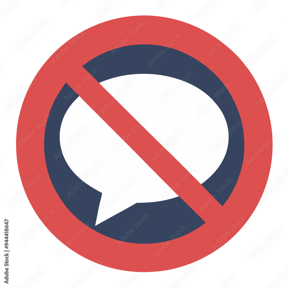 No Speech Bubble Red Prohibition Sign Vector No Talking Symbol Communication Ban Representation