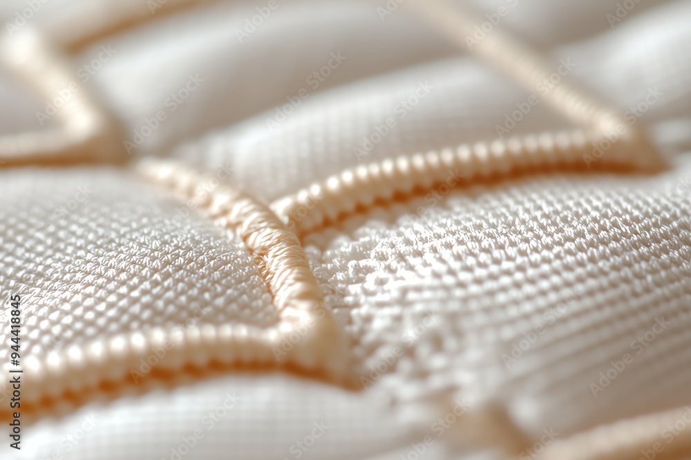 Fototapeta premium Close-up view of textured fabric with intricate stitching, ideal for showcasing textile design and craftsmanship.