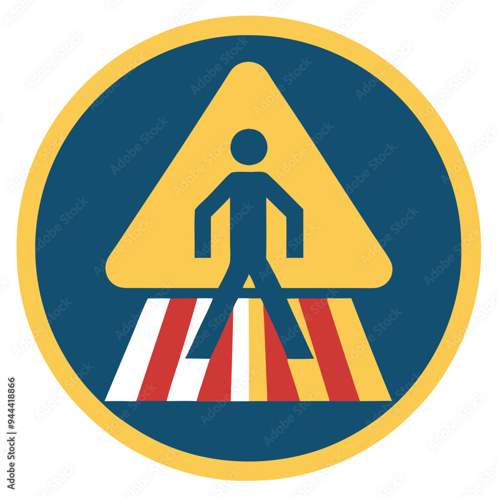 Vector Pedestrian Crossing Warning Sign Cartoon Style Road Safety Illustration Vector Pedestrian Crossing Warning Sign Cartoon Style Road Safety Illustration