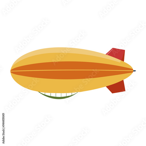 Vector Illustration Colorful Blimp Against Purple Background Airship Symbol Adventure Travel Flight