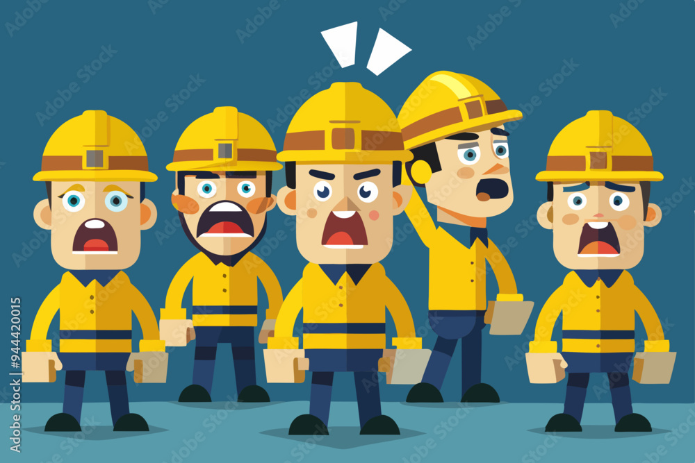 A series of animated miners in yellow helmets showing a range of emotions from determination to frustration, highlighting the challenges and dedication in mining professions
A series of animated miners in yellow helmets showing a range of emotions from determination to frustration, highlighting the challenges and dedication in mining professions