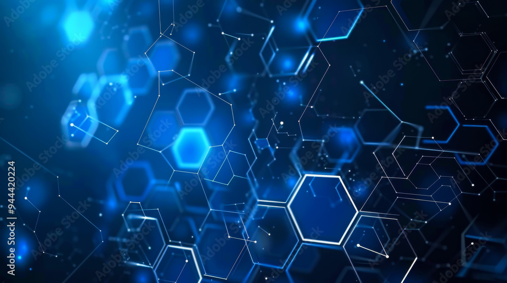 Abstract background. Blue technological hexagonal background. Copy space. Abstract background. Blue technological hexagonal background. Copy space.