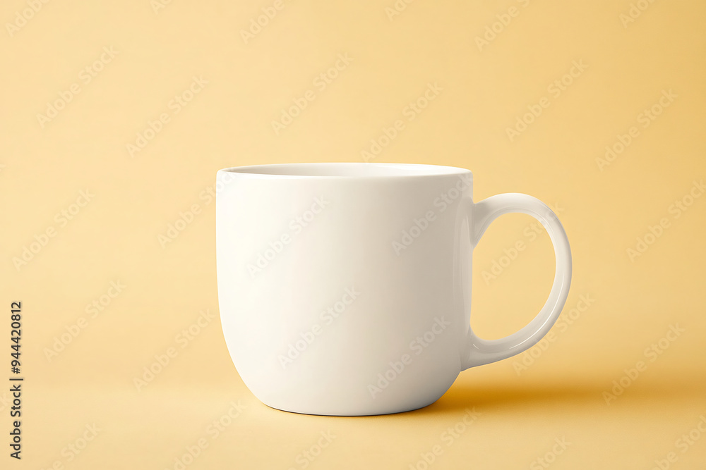 a white mug mockup on a light yellow background a white mug mockup on a light yellow background