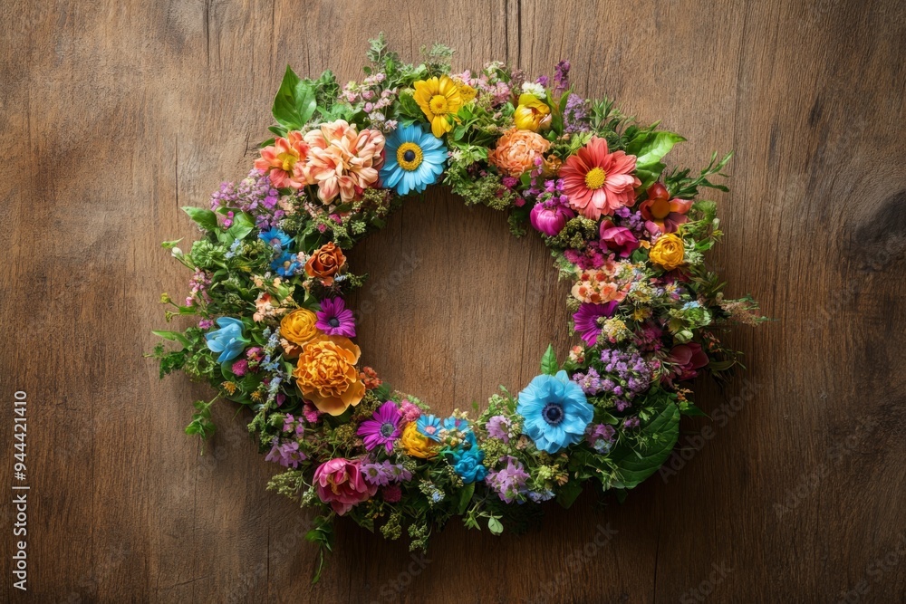 a beautiful bouquet of flowers in the shape of the un logo, placed on a wooden table illustration a beautiful bouquet of flowers in the shape of the un logo, placed on a wooden table illustration