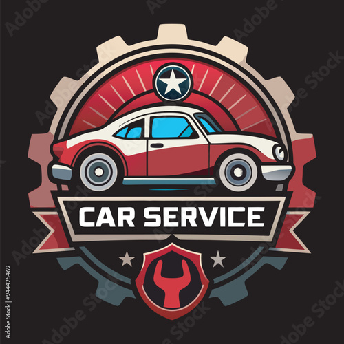 Car service logo design, auto repair car shop Logo vector illustration