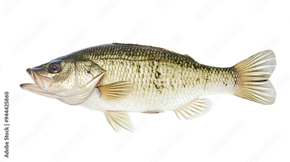 Deep lake fish, white bass isolated on a white background, aquatic animal, PNG Deep lake fish, white bass isolated on a white background, aquatic animal, PNG