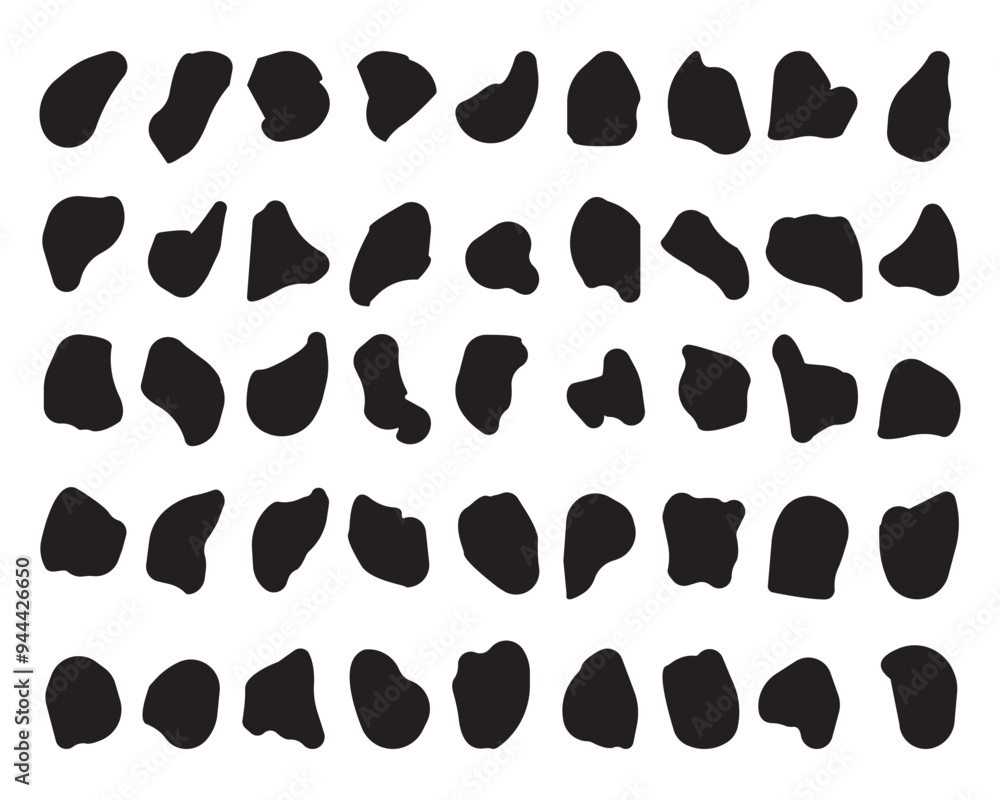 Black blob shapes, organic forms, Random abstract liquid shapes, round abstract organic elements, Modern blob shape design elements isolated on white background. Black blob shapes, organic forms, Random abstract liquid shapes, round abstract organic elements, Modern blob shape design elements isolated on white background.
