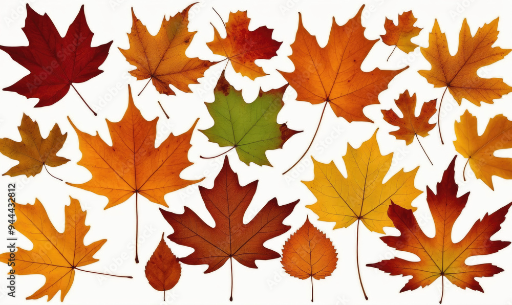 Fototapeta premium A collection of autumn leaves in shades of red, orange, and yellow