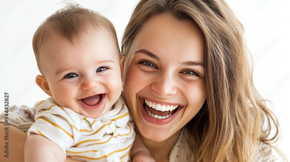 Happy mother and baby on white Happy mother and baby on white