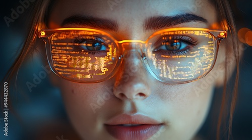  AI cyber security concept. Female IT Computer specialist analyzing artificial intelligence cyber threats to consumer data & privacy breach. Software developer using code & ethical hacking 