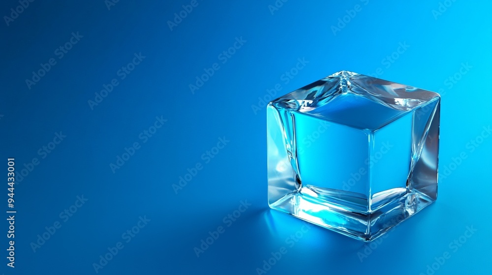 A blue background with a square shaped piece of glass A blue background with a square shaped piece of glass