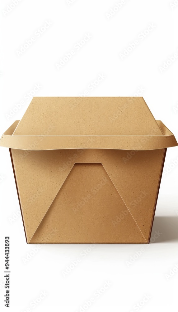 Realistic vector illustration of empty folded kraft paper lunch box mockup for take away breakfast Realistic vector illustration of empty folded kraft paper lunch box mockup for take away breakfast