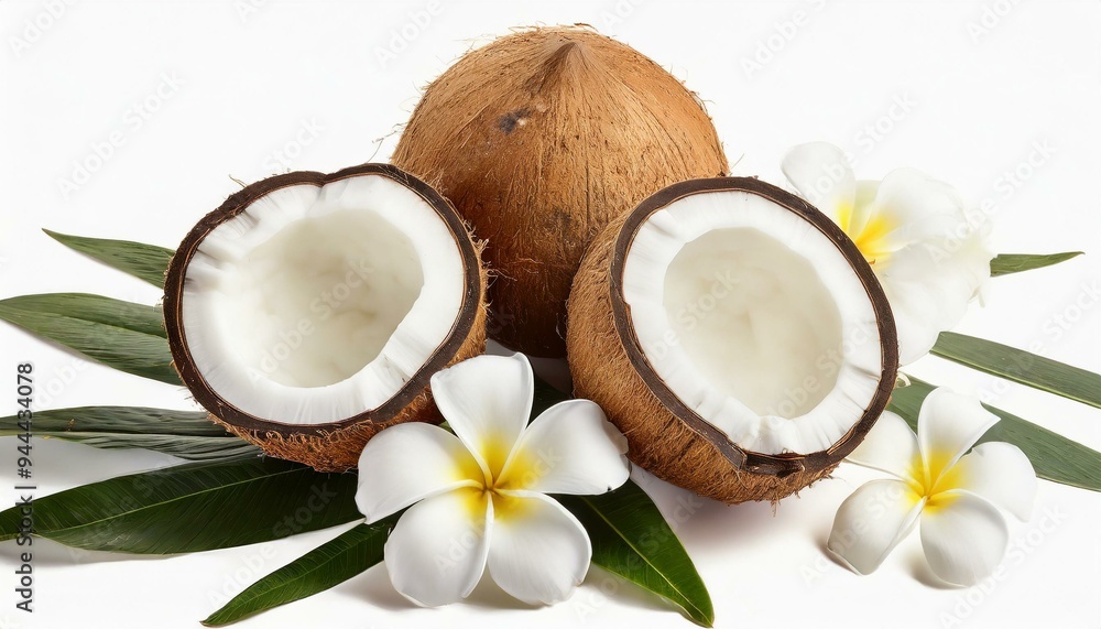 coconut and flower, coconut with flower, coconut and frangipani flower coconut and flower, coconut with flower, coconut and frangipani flower