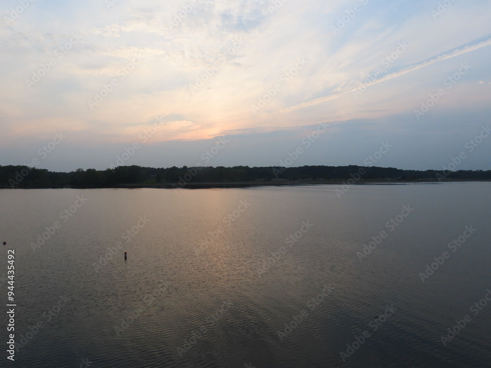 Fototapeta premium sunset over the river