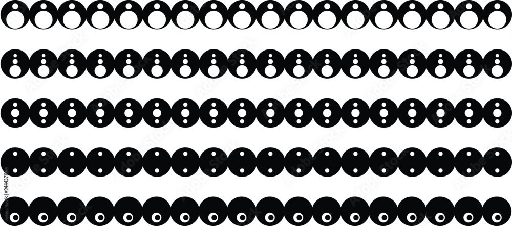 set of seamless decorative geometric border line with circle shape set of seamless decorative geometric border line with circle shape