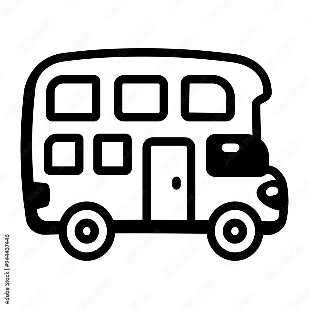 A hand drawn icon of double bus A hand drawn icon of double bus