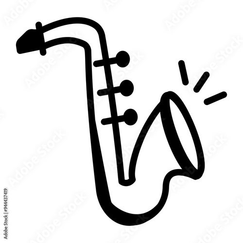 A hand drawn icon of saxophone