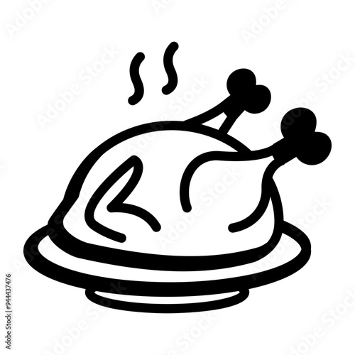 A sketchy icon of chicken roast 