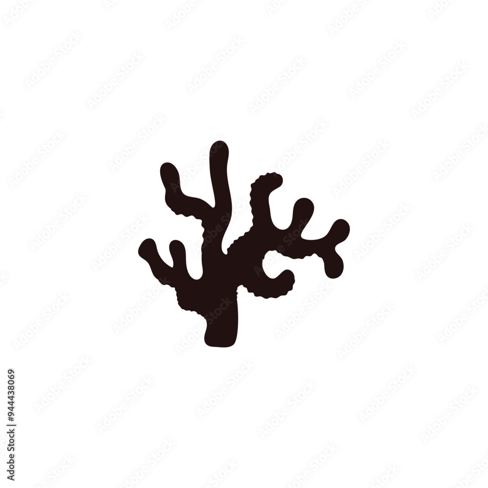 Vector illustration with a black silhouette of corals with thin branches on a white background Vector illustration with a black silhouette of corals with thin branches on a white background
