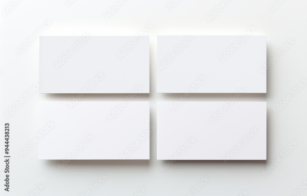 Top View of four Blank Business Cards Mockup Template Isolated on a White Background Top View of four Blank Business Cards Mockup Template Isolated on a White Background
