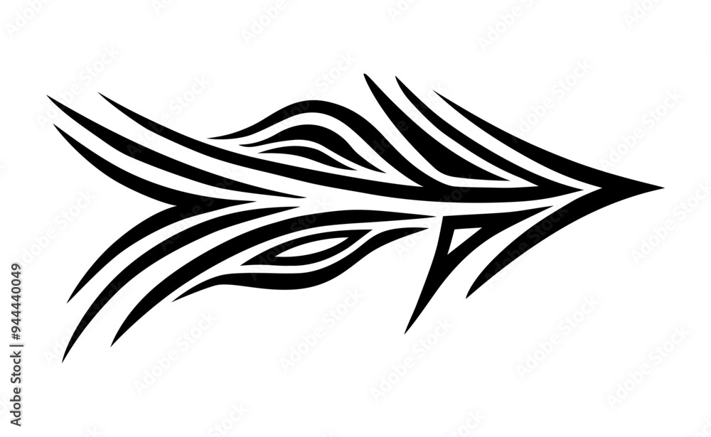 Tribal tattoo vector illustration. Black curve shapes on white background Tribal tattoo vector illustration. Black curve shapes on white background