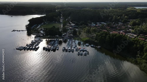 Fly over the a green and scenic nature area called Jabelscher See which is located at the Mecklenburg Vorpommern Lake area as the known former East Germany region photo