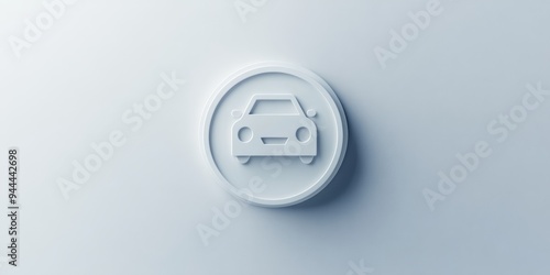 A 3D single icon of a power button with an electric car outline representing the activation of eco-friendly driving. The design is minimal and clean with a focus on the power symbol photo