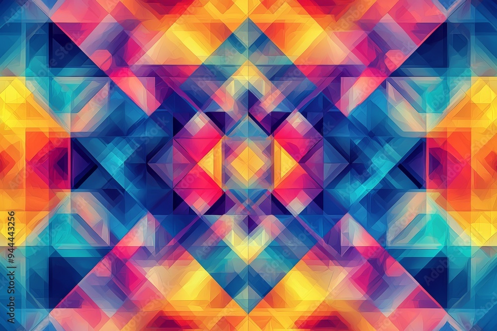 Abstract Geometric Pattern with Vibrant Colors created with Generative AI Abstract Geometric Pattern with Vibrant Colors created with Generative AI